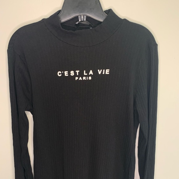 SHEIN Slogan Graphic Rib-knit Bodycon Dress - Picture 2 of 6